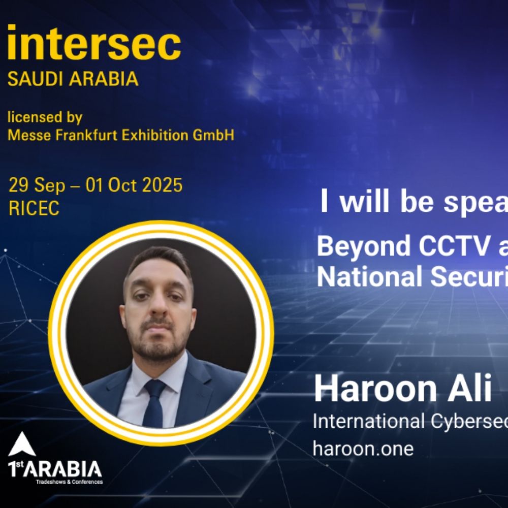 Haroon Ali speaking at Intersec Saudi Arabia